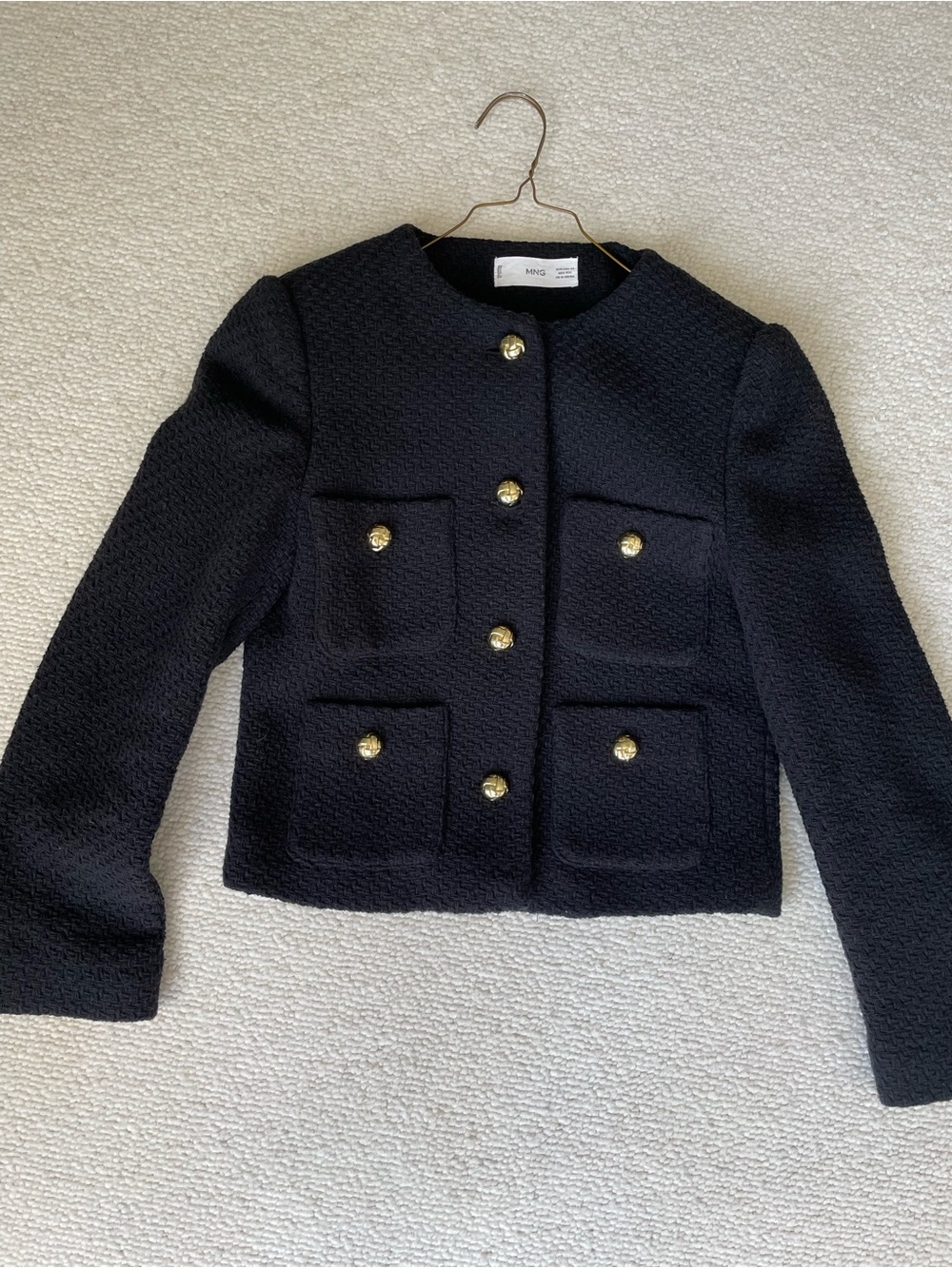 Mango black knit/tweed Jacket with gold Buttons